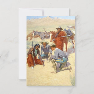 Cartão De Agradecimento Frederic Remington Western Art "Um Mapa Na Areia"
