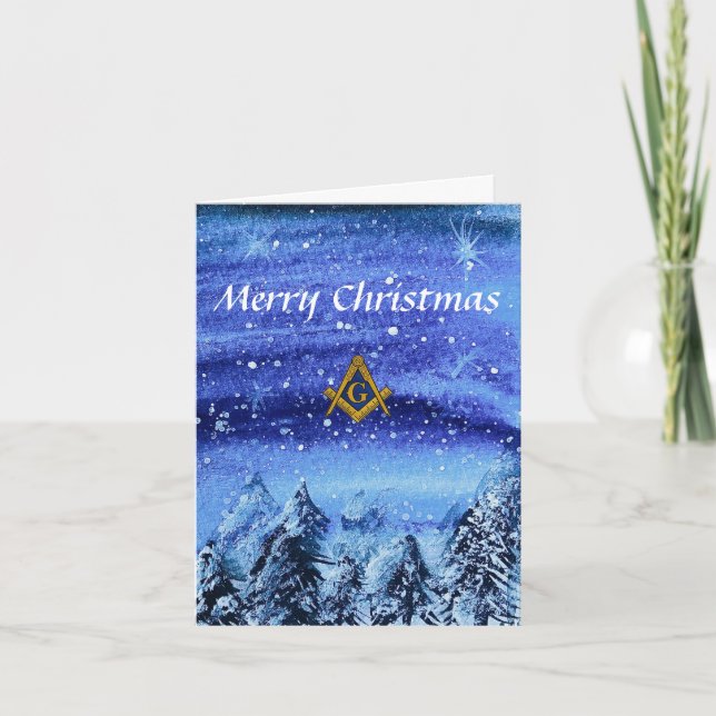 Cartão De Agradecimento Freemason Masonic Square e Compass Natal (Frente)