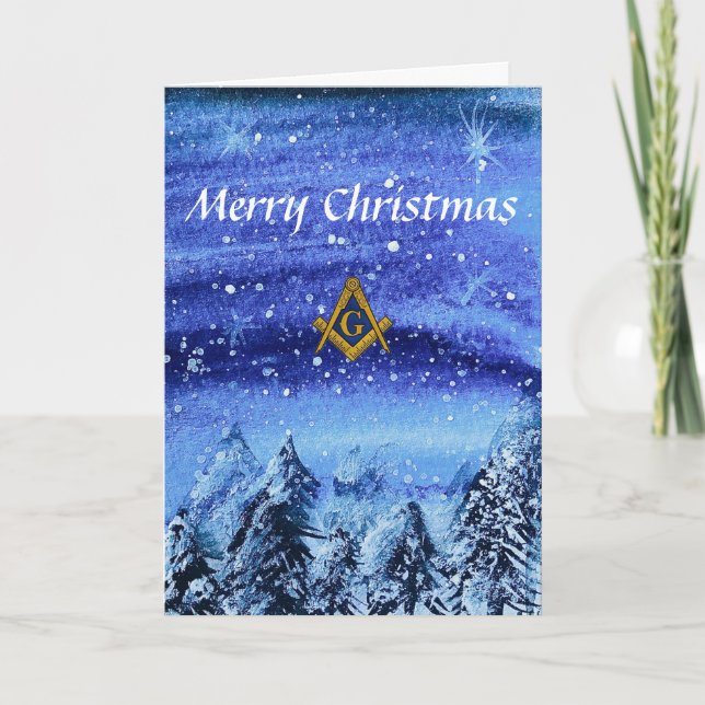 Cartão De Agradecimento Freemason Masonic Square e Compass Natal (Frente)