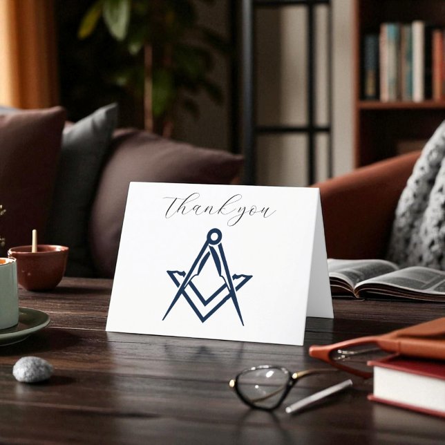 Cartão De Agradecimento Freemason Masonic Square e Compass Obrigado (Criador carregado)