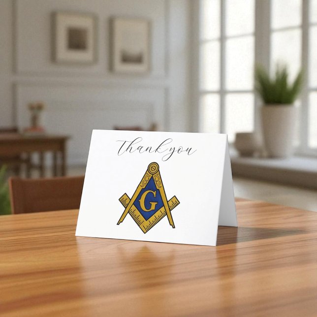 Cartão De Agradecimento Freemason Masonic Square e Compass Obrigado (Criador carregado)