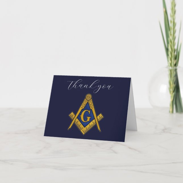 Cartão De Agradecimento Freemason Masonic Square e Compass Obrigado (Frente)