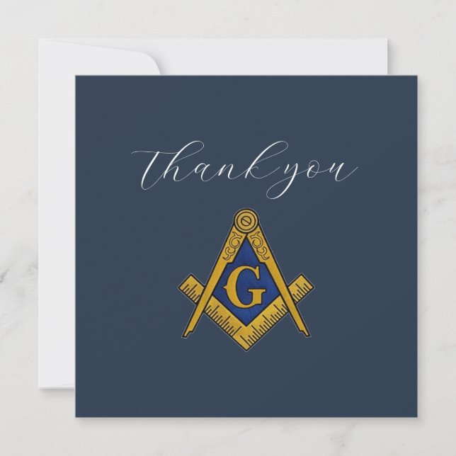 Cartão De Agradecimento Freemason Masonic Square e Compass Obrigado (Frente)