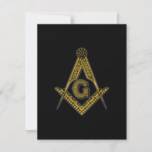 Cartão De Agradecimento Freemason (preto & ouro)