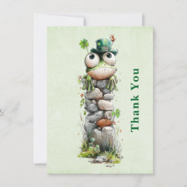 Cartão De Agradecimento Frog with Green Hat and Shamrock Cute