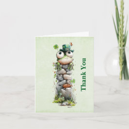 Cartão De Agradecimento Frog with Green Hat and Shamrock Cute