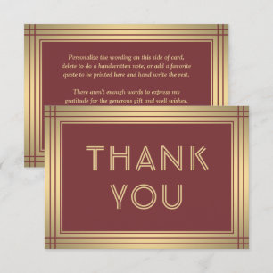 Cartão De Agradecimento Fronteira Clássica Elegante Tipografia Burgundy &