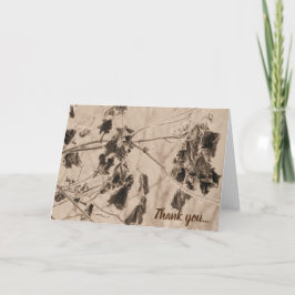 Cartão De Agradecimento Frost de inverno sobre as folhas da Sepia