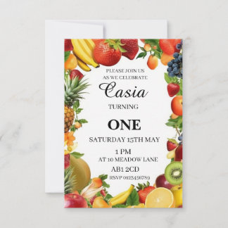 Cartão De Agradecimento Fruits Birthday Invitation Personalized Card