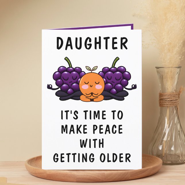 Cartão De Agradecimento Fruta Engraçada Recebendo Filha Velha Feliz Aniver (Funny Fruit Getting Old Daughter Happy Birthday Thank You Card)