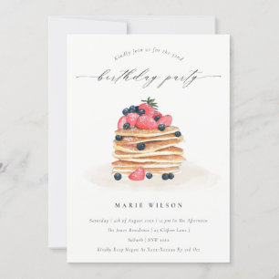 Cartão De Agradecimento Fruta Pancake Watercolor Qualquer Aniversário Idad