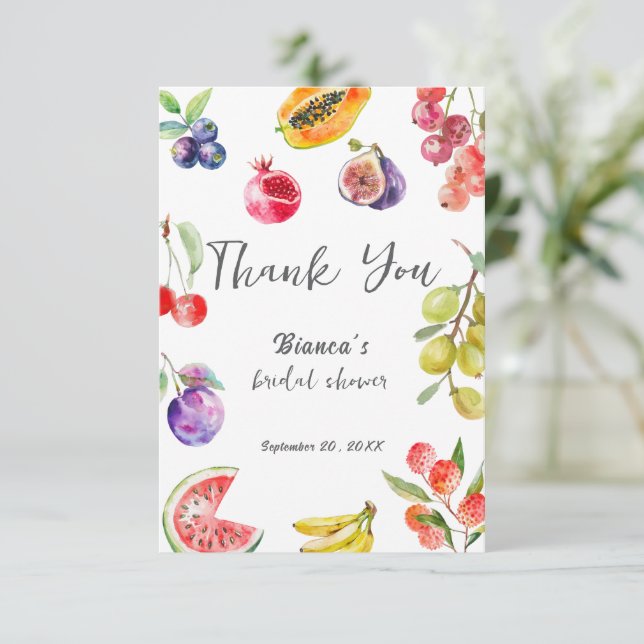 Cartão De Agradecimento Frutas Frescas do Mercado Bem-vindo ao Chá de Bebê (Em pé/Frente)