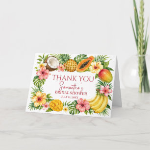 Cartão De Agradecimento Frutas Tropicais Coco Chuveiro de Noiva Havaiano
