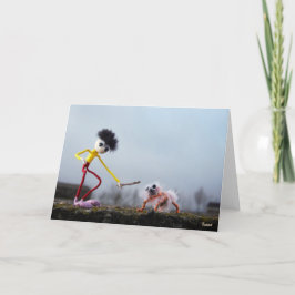 Cartão De Agradecimento Fubby speelt buiten met dier.