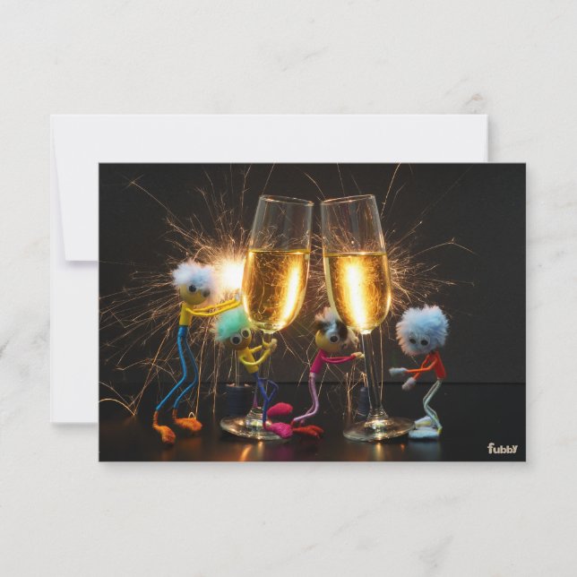 Cartão De Agradecimento Fubby's die feestelijk proosten met vuurwerk. (Frente)