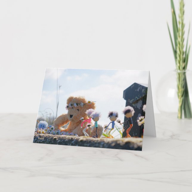 Cartão De Agradecimento Fubby's die madeliefjes naar een Beer brengen. (Frente)