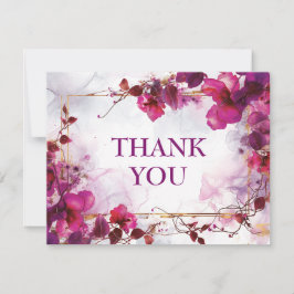 Cartão De Agradecimento Fuchsia Enchantment: Casamento por Aquarela