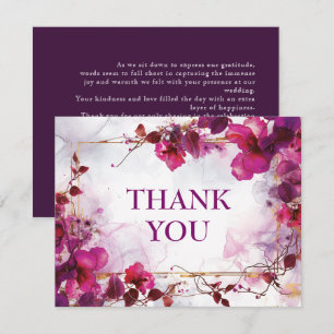 Cartão De Agradecimento Fuchsia Enchantment: Casamento por Aquarela