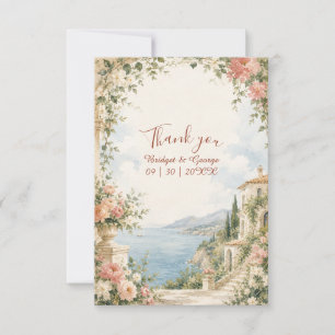 Cartão De Agradecimento Fuga de Casamento Tropical Luxo em Beige Dourado