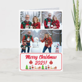 Cartão De Agradecimento Fully Custom 3 Photo Traditional Folded Xmas Card