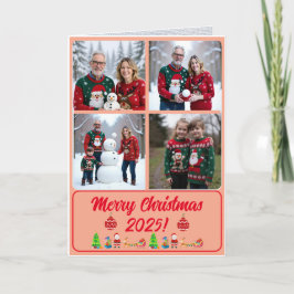 Cartão De Agradecimento Fully Custom 4 Photo Traditional Folded Xmas Card