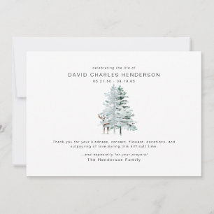 Cartão De Agradecimento Funcional Woodland Deer Bereavement Obrigado