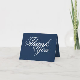 Cartão De Agradecimento Fundo Azul Elegante Letra Branca em Branco