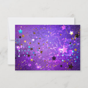 Cartão De Agradecimento Fundo de papel alumínio roxo com estrelas