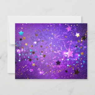 Cartão De Agradecimento Fundo de papel alumínio roxo com estrelas