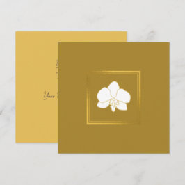 Cartão De Agradecimento Fundo Elegante do Ouro Dourado Flor Branco Clássic