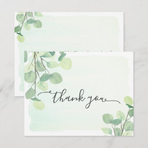 Cartão De Agradecimento Fundo Pintado com Aquarela de Folhagem de Eucalipt