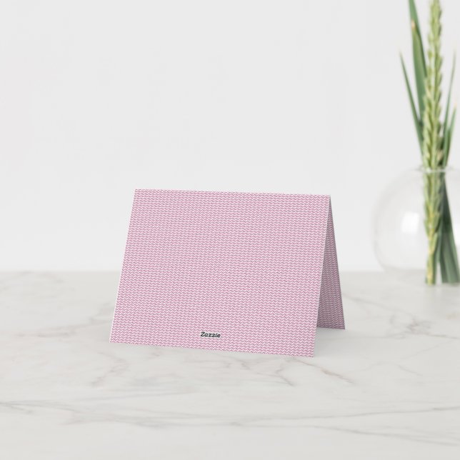 Cartão De Agradecimento fundo rosa e branco com linhas onduladas (Verso)