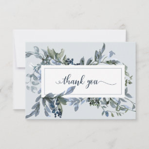 Cartão De Agradecimento Funeral Azul Floral Elegante Obrigado