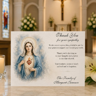 Cartão De Agradecimento Funeral Católico Maria Imaculada Sagrado Coração