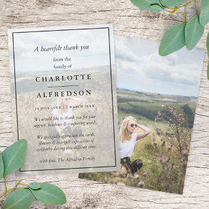 Cartão De Agradecimento Funeral Chic Elegante   Simpatia fotográfica minim