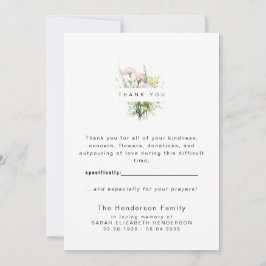 Cartão De Agradecimento Funeral Colorida de Flores Selvagens Obrigado