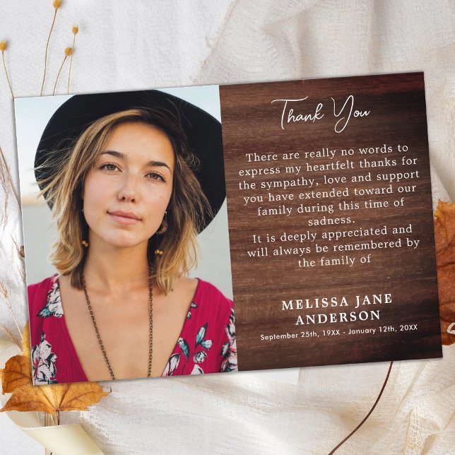 Cartão De Agradecimento Funeral da Rústica Memorial Loving Memory (Criador carregado)