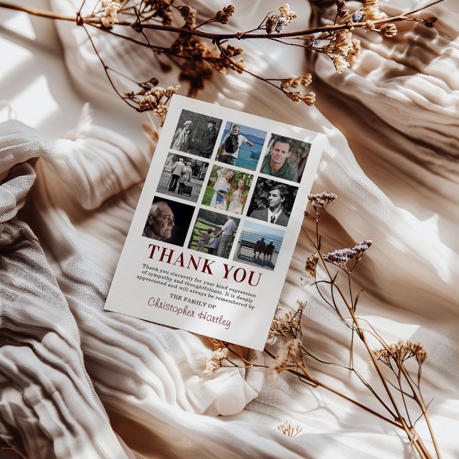 Cartão De Agradecimento Funeral de Colagem Foto de Simpatia (Criador carregado)