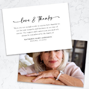 Cartão De Agradecimento Funeral de Foto de Script Simples