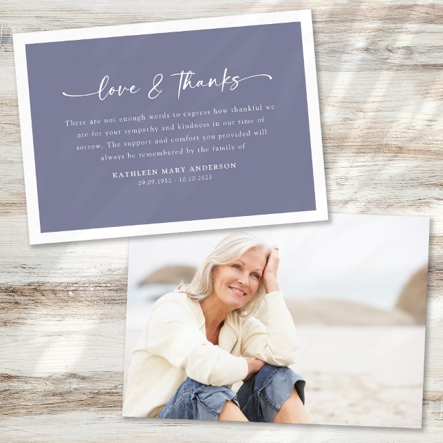 Cartão De Agradecimento Funeral de Foto de Script Simples (Criador carregado)