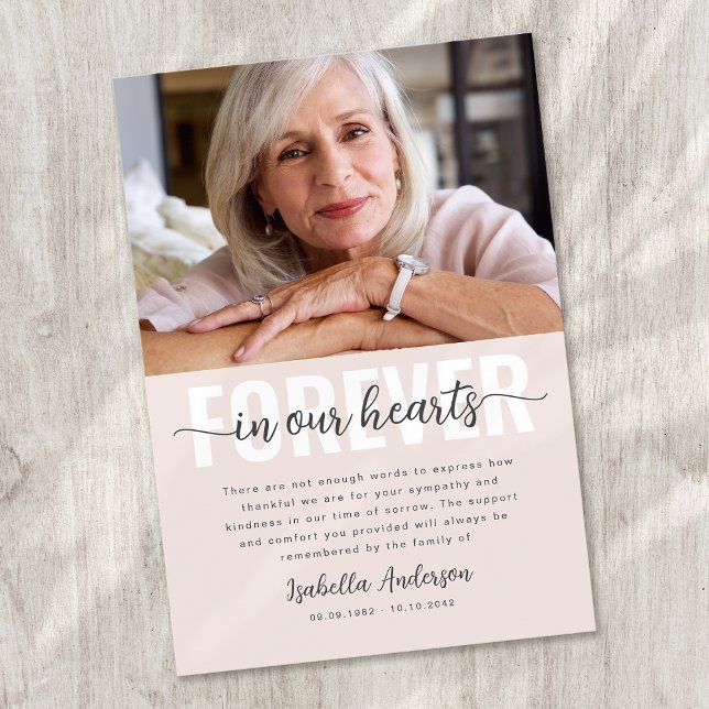 Cartão De Agradecimento Funeral de Foto de Script Simples (Criador carregado)