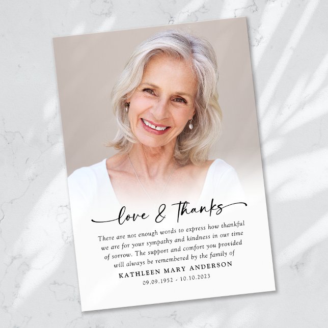 Cartão De Agradecimento Funeral de Foto Simples (Criador carregado)