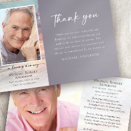 Cartão De Agradecimento Funeral de Fotografia da Memória do Oceano Sunset