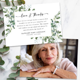 Cartão De Agradecimento Funeral de Fotografia do Script Eucalyptus