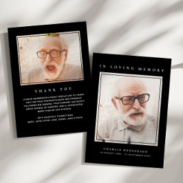 Cartão De Agradecimento Funeral de Memória Simples de Amar Moderno com 2 F