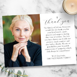 Cartão De Agradecimento Funeral de Mensagem Personalizada de Foto Cruzada