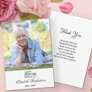 Cartão De Agradecimento Funeral De Script Elegante De Fotografia De Adorá