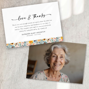 Cartão De Agradecimento Funeral de Script Floral de Foto