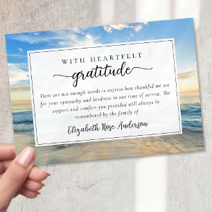 Cartão De Agradecimento Funeral de Simpatia de Script do Beach Ocean