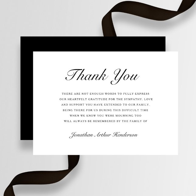 Cartão De Agradecimento Funeral de Simpatia de Script Elegante (Elegant Script Sympathy Funeral Thank You Card)